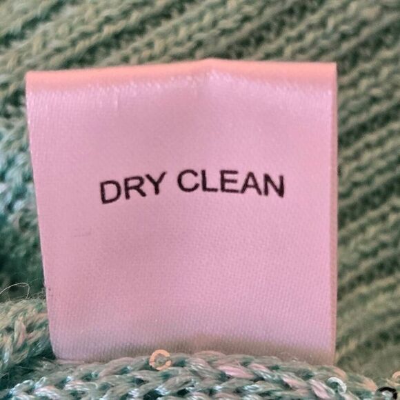 Qi Womens Striped Sequin Embellished Wool Blend Knit Pullover Sweater Aqua Small - Picture 8 of 11